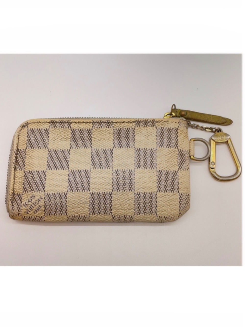 Authentic Louis Vuitton Damier Azur Pochette Clés Key Pouch Coin Purse LV - Picture 2 of 8
